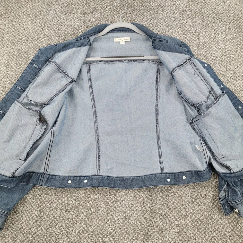 C. 1946 Denim Lace Up Front Jean Jacket Medium Wash Blue Womens 14/16W